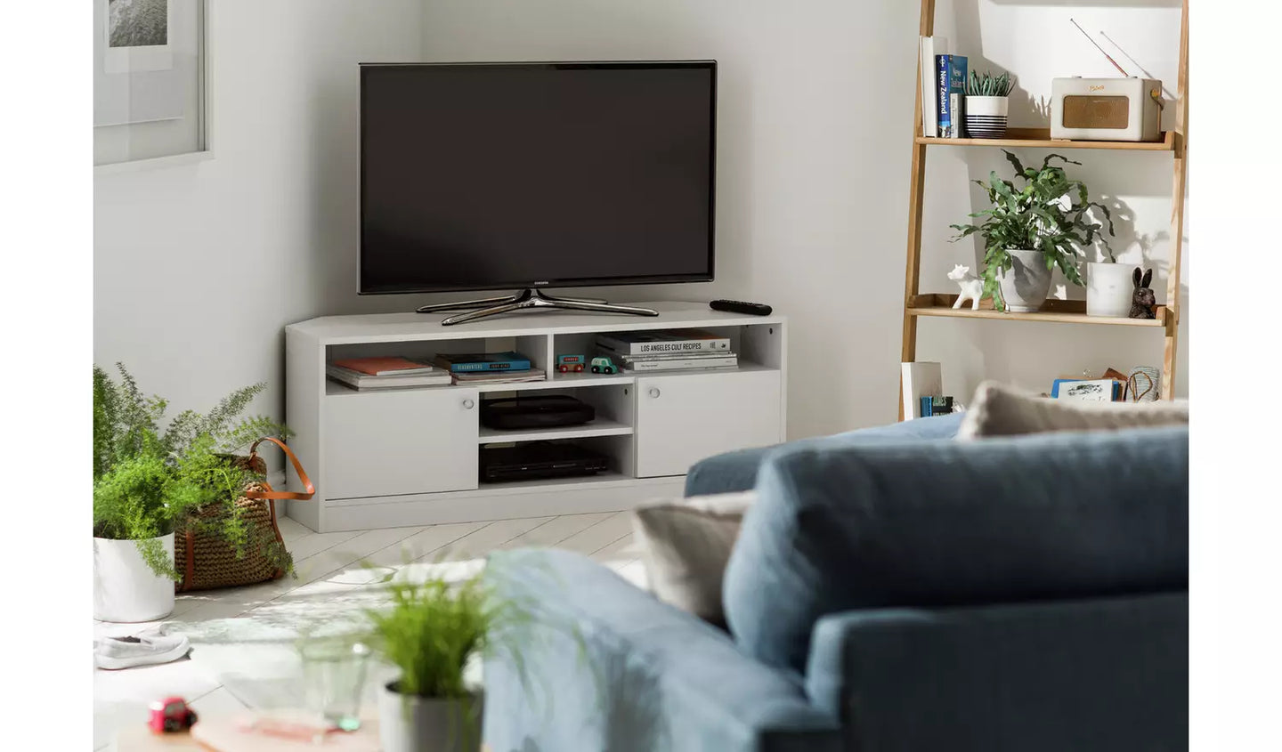 Assembled Corner 2 Door TV Unit - Oak
